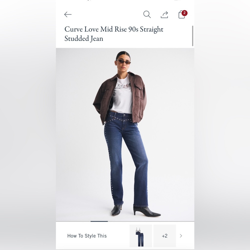 Curve Love Mid Rise 90s Straight Studded Jean